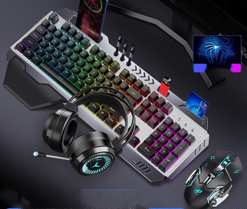 Mechanical Hand Keyboard, Mouse And Earphone Three Piece Suit Wired C...