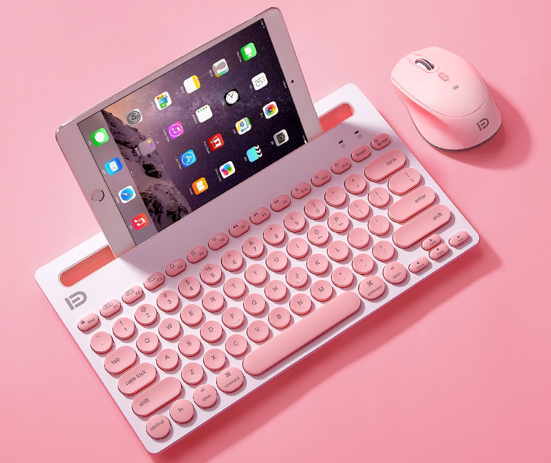 Wireless Bluetooth Mouse And Mouse Set - Pink-Keyboard plus mouse