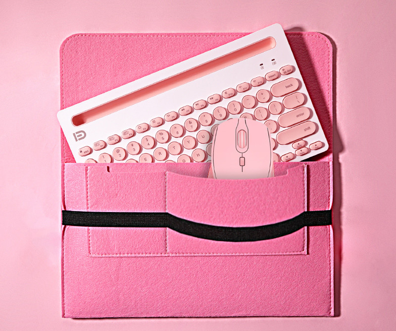Wireless Bluetooth Mouse And Mouse Set - Pink-Keyboard plus mouse plu...