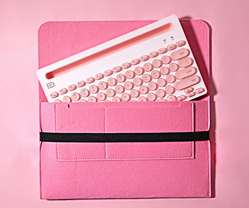 Wireless Bluetooth Mouse And Mouse Set - Pink-Keyboard plus storage bag