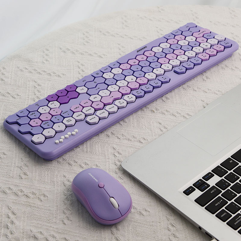 Skywalker Wireless Honeycomb Keyboard And Mouse Set - Purple