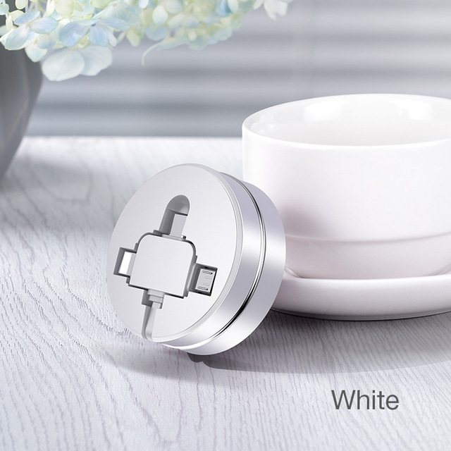 3 in 1 USB Cable Micro USB Type C - White
