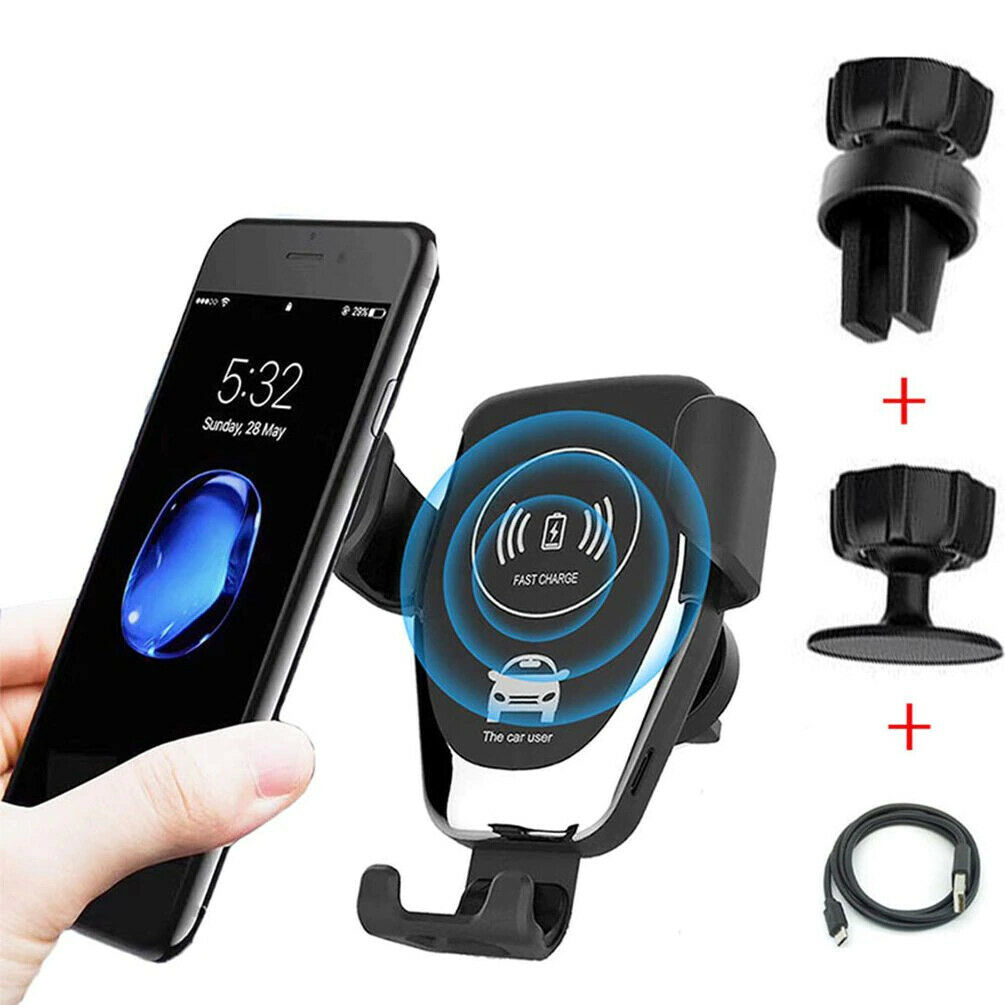 10W QI Wireless Fast Car Charger Mount Holder Stand Automatic Clampin...