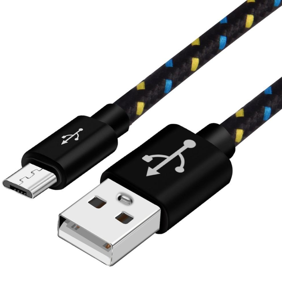 Woven nylon cloth data cable - Black-1m