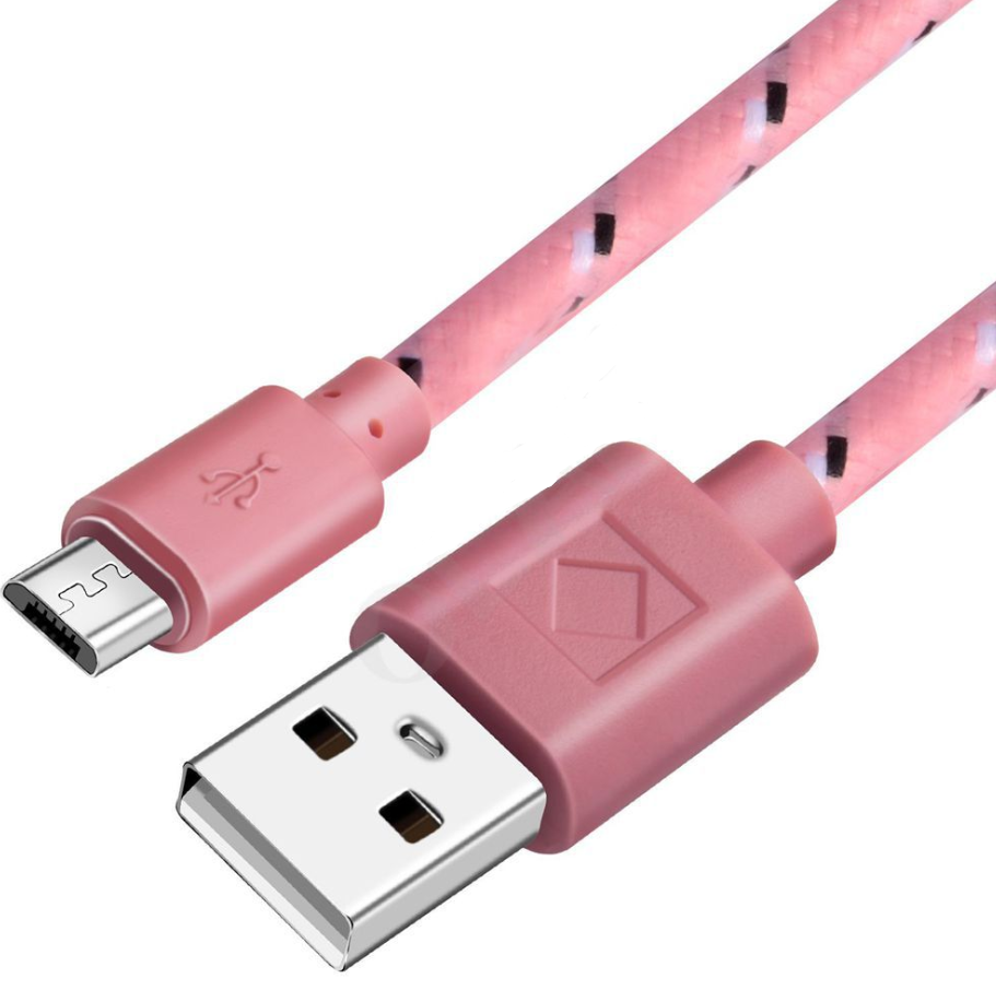 Woven nylon cloth data cable - Pink-3m