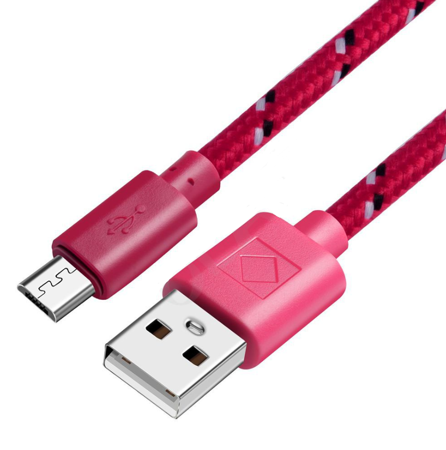 Woven nylon cloth data cable - Rose red-0.5m