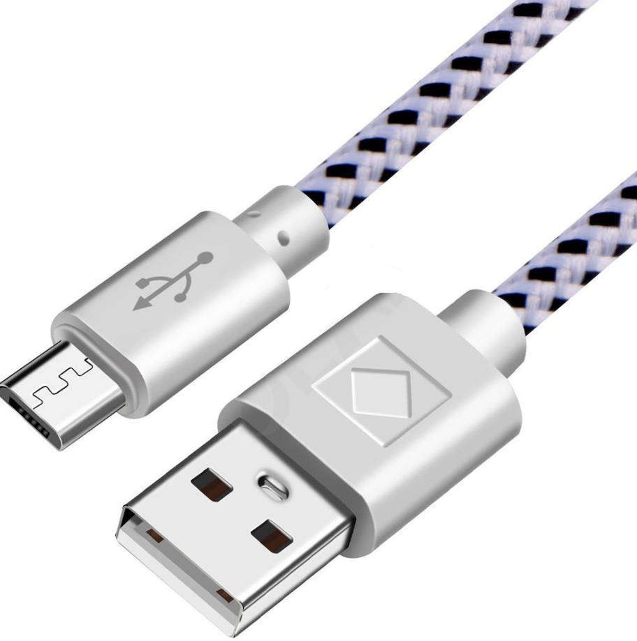 Woven nylon cloth data cable - White-1m