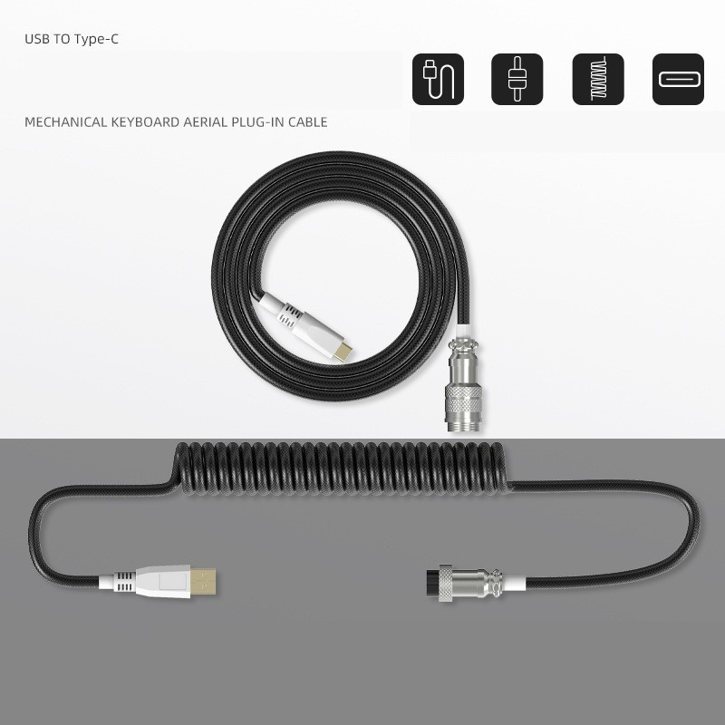 Type-C Detachable Mechanical Keyboard Navigation Cable - Black