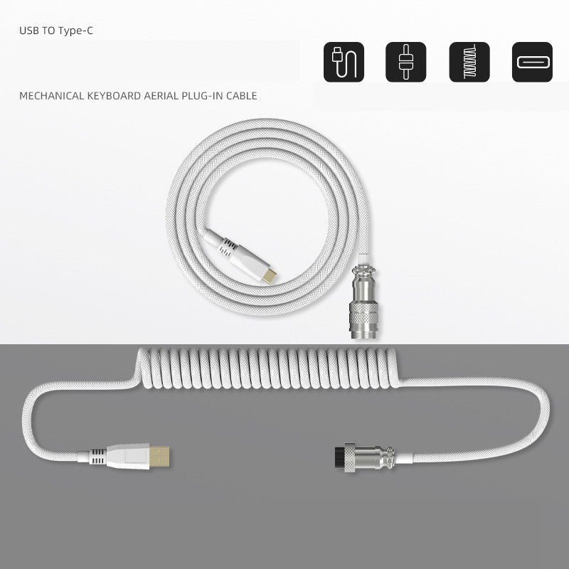 Type-C Detachable Mechanical Keyboard Navigation Cable - White