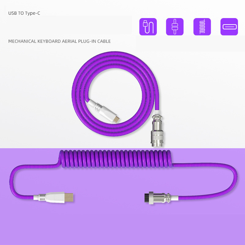 Type-C Detachable Mechanical Keyboard Navigation Cable - Purple