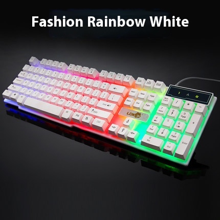 Industry gaming keyboard glowing usb cable gaming keyboard - White