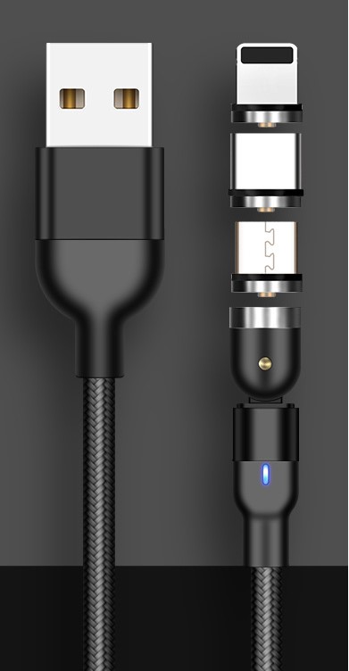 Rotating magnetic data cable - Black-0.5m
