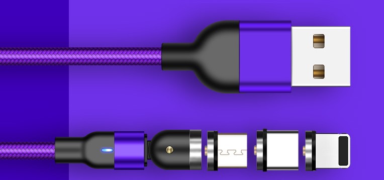 Rotating magnetic data cable - Purple-2m