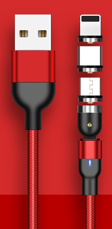 Rotating magnetic data cable - Red-2m