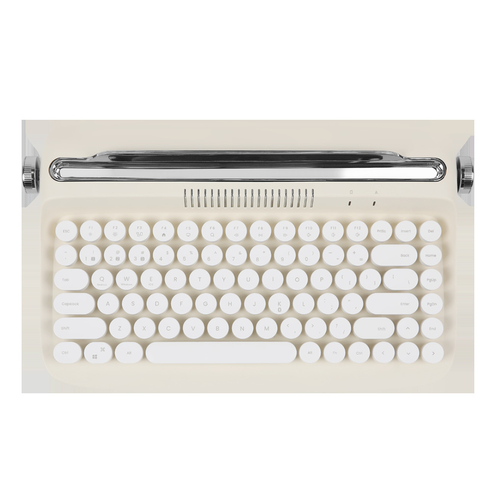 Retro Round Parts Bluetooth Keyboard Wireless Office Tablet PC - Ivor...