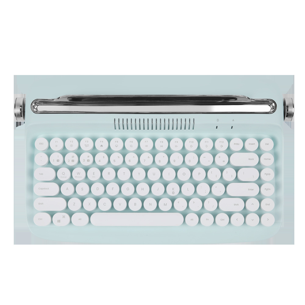 Retro Round Parts Bluetooth Keyboard Wireless Office Tablet PC - Mint...