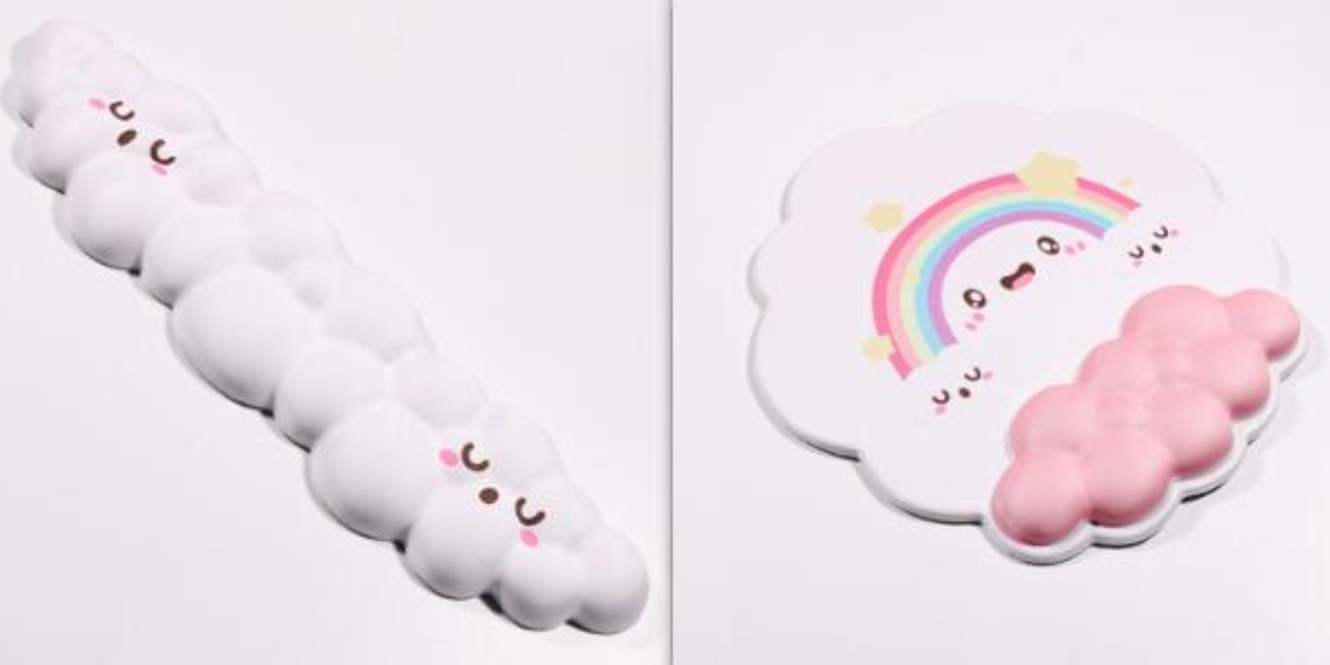 Cloud Keyboard Hand Wrist Rest Memory Foam Silicone Leather Mouse Pad...