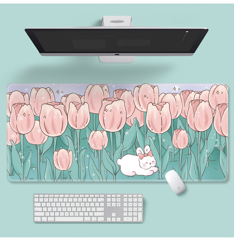 Flower Mouse Pad Super Cute Cartoon Laptop Keyboard Pad - 900 × 400 ×...