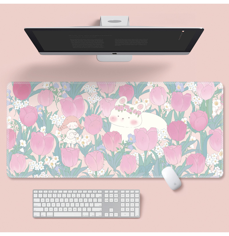Flower Mouse Pad Super Cute Cartoon Laptop Keyboard Pad - 800 × 300 ×...