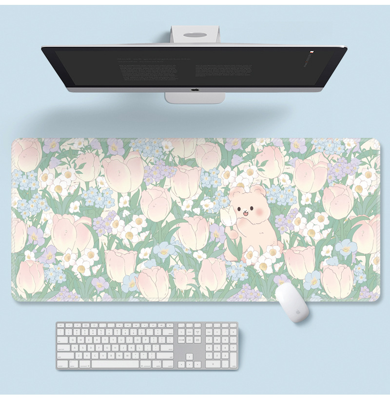 Flower Mouse Pad Super Cute Cartoon Laptop Keyboard Pad - 800 × 300 ×...