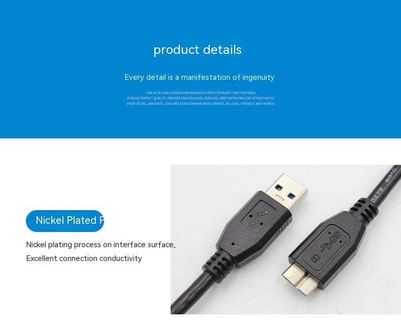 USB30 Transmission Data Cable Mobile Hard Disk Cable - Black-150cm