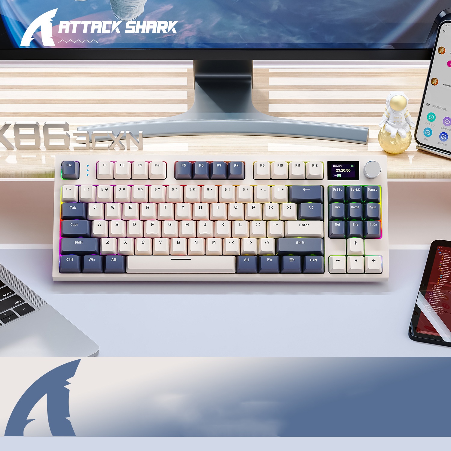 K86 Three-mode RGB Bluetooth Wired Luminous Machinery Keyboard - Lave...