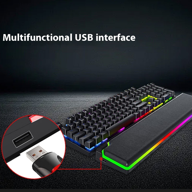 RGB Keyboard Support Wristband High Rebound Luminous Machinery Keyboa...