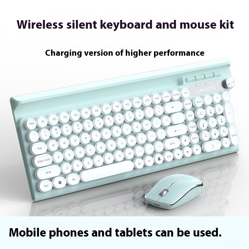 Lt500 Computer Wireless Keyboard And Mouse Set - White Blue Suit