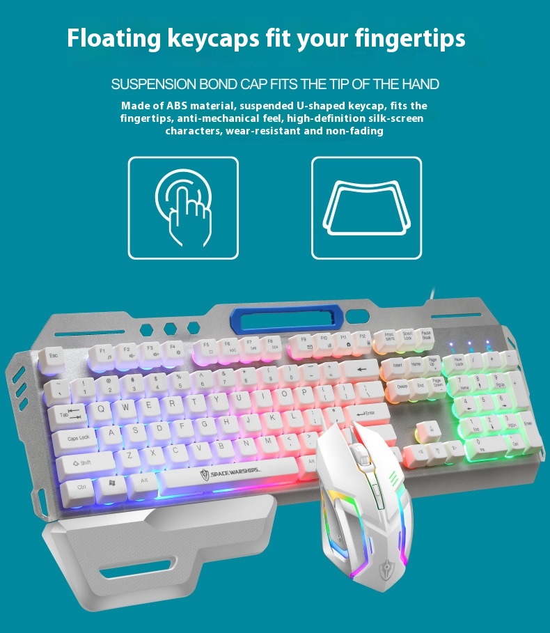 USB Port Luminous Metal Game Mechanical Feeling Keyboard Mouse - Gk70...