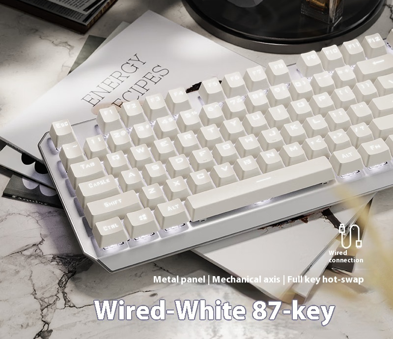 Mechanical Keyboard 87 Key Wired E-sports Game Good-looking Side Engr...