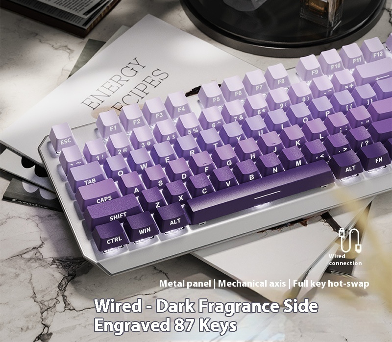 Mechanical Keyboard 87 Key Wired E-sports Game Good-looking Side Engr...