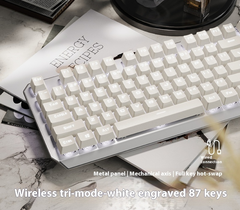 Mechanical Keyboard 87 Key Wired E-sports Game Good-looking Side Engr...