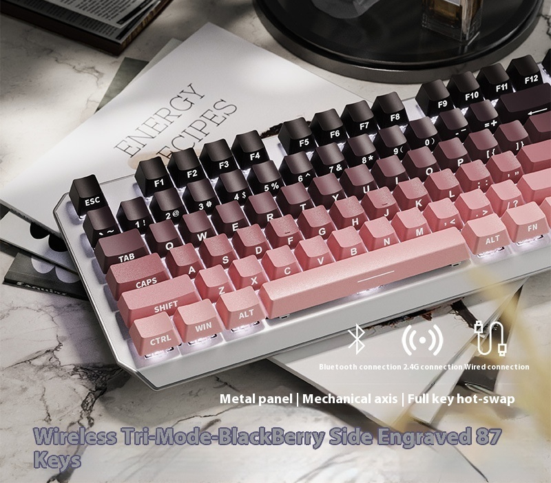 Mechanical Keyboard 87 Key Wired E-sports Game Good-looking Side Engr...