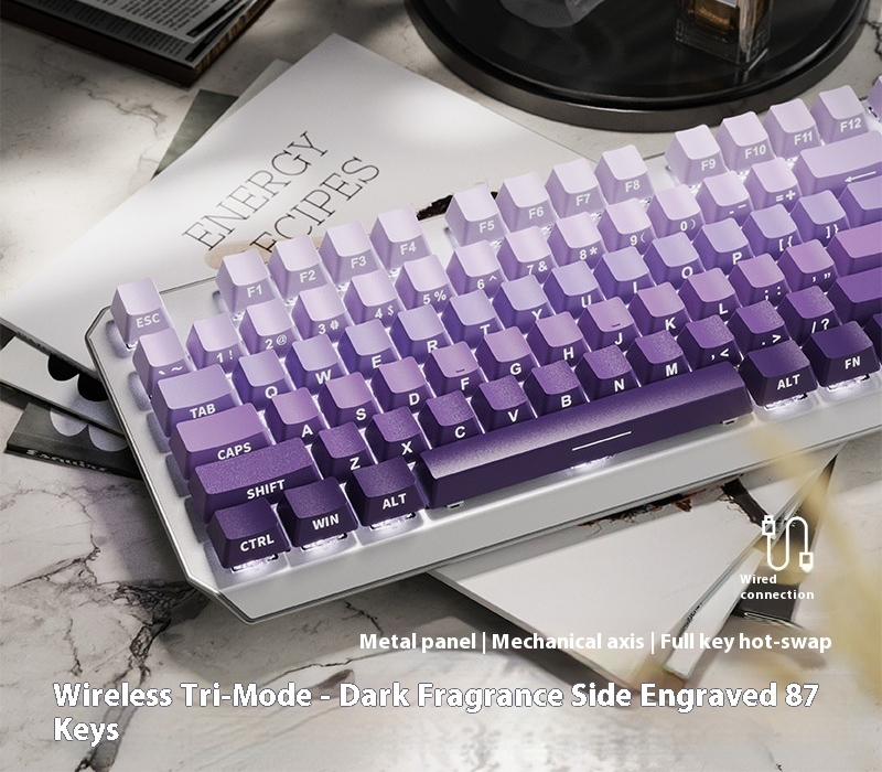 Mechanical Keyboard 87 Key Wired E-sports Game Good-looking Side Engr...