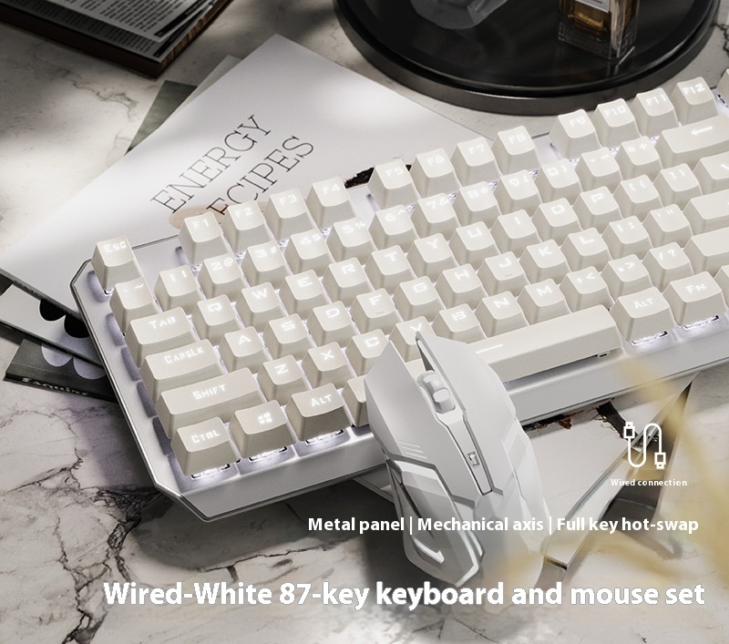 Mechanical Keyboard 87 Key Wired E-sports Game Good-looking Side Engr...