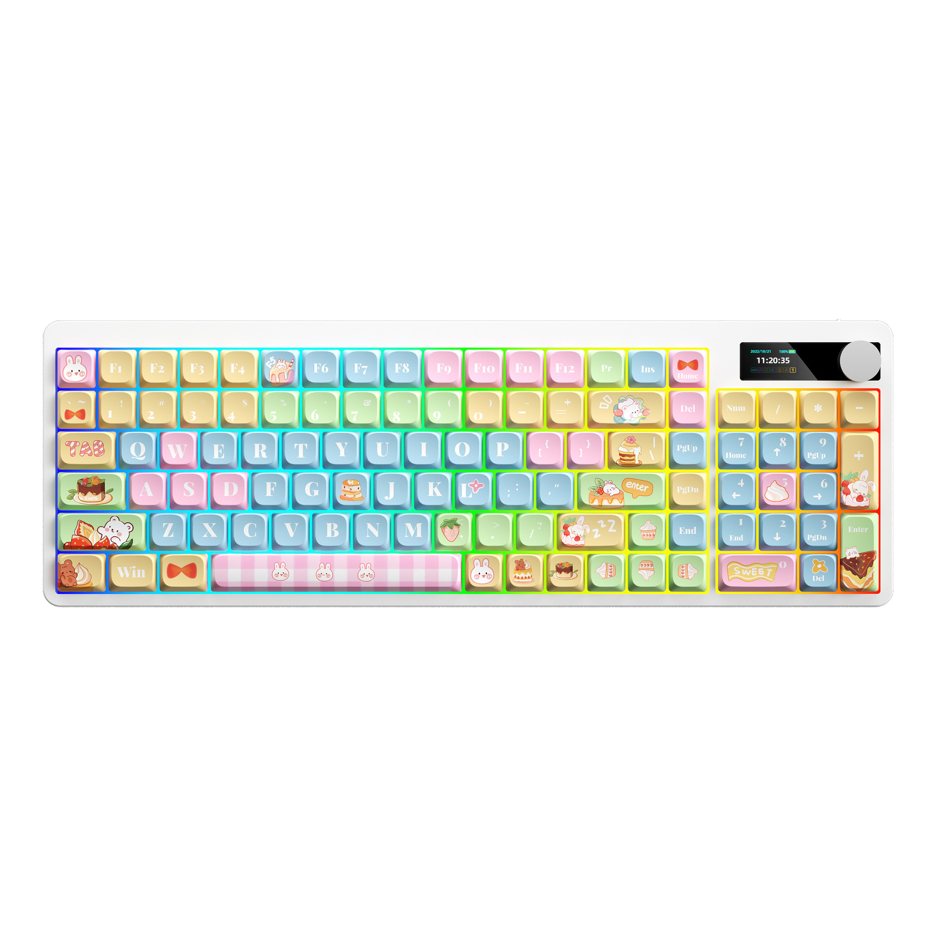 Mechanical Keyboard Black Iron Cow Full Key No Punching Three-mode RG...