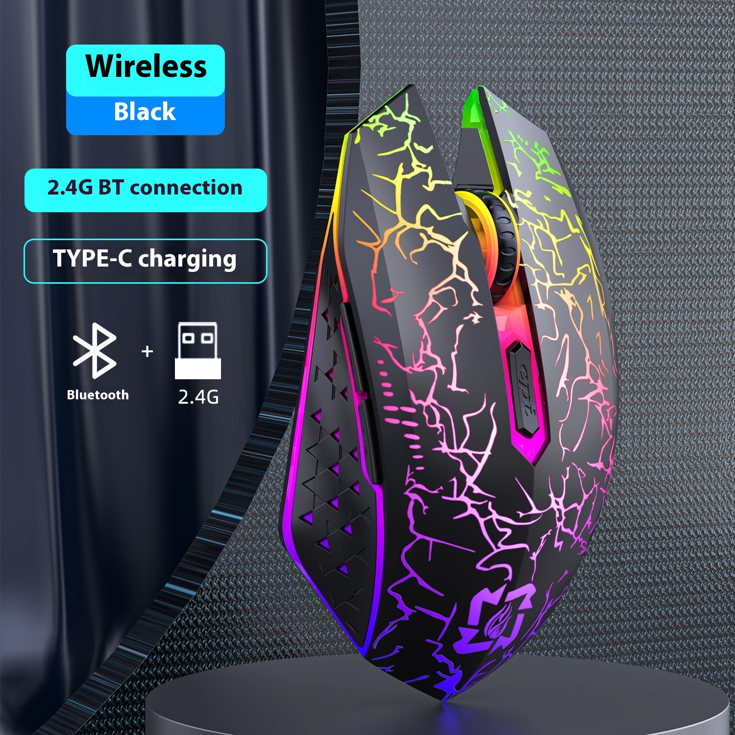 Bluetooth Dual-mode 24G Radio Gaming Mouse Rechargeable Luminous Mute Breathing Light - 2.4g Bluetooth Black