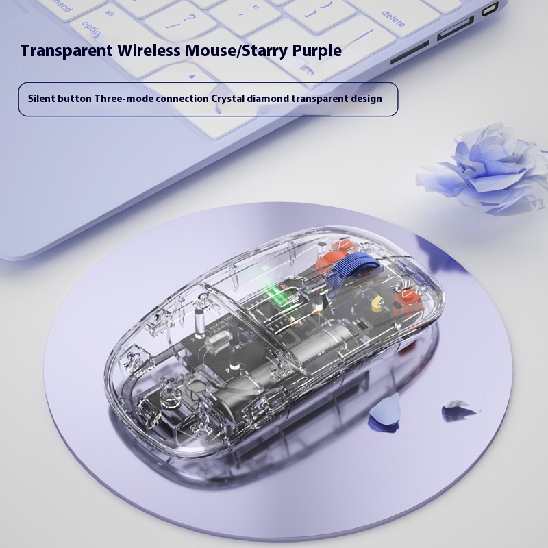 Applicable Tablet Pc Three-mode Connection Bluetooth Mouse - Purple