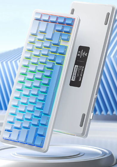 Gasket Structure Full Key Hot Plug Three-mode Keyboard - F65 Blue