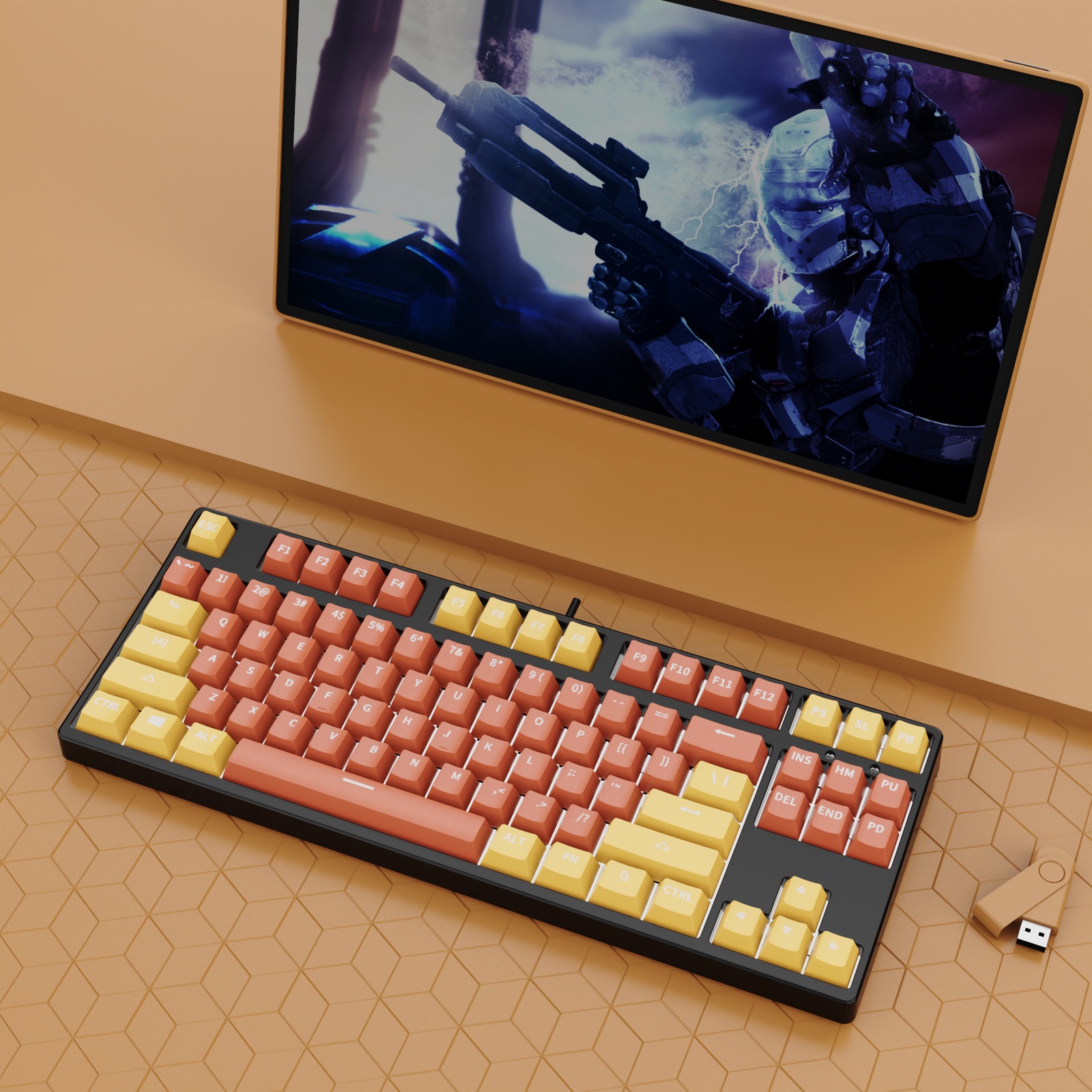 87 Key Wired Game Hot Plug Two Colors Mechanical Keyboard - Color 1