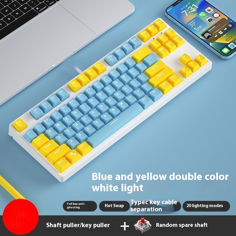 87 Key Wired Game Hot Plug Two Colors Mechanical Keyboard - Color 16