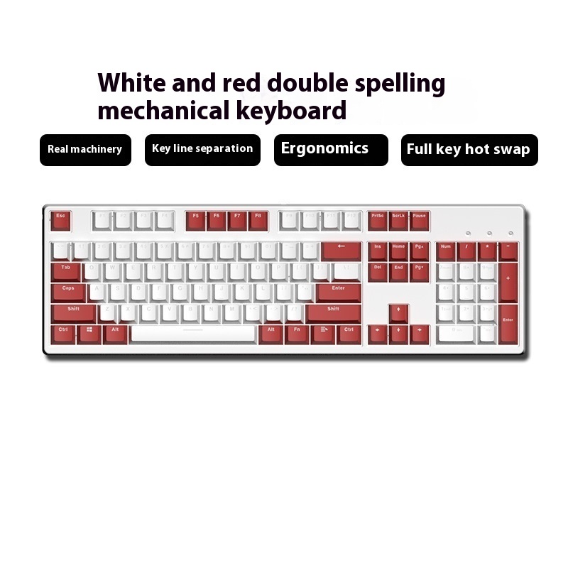 Two-color Keyboard Wired Office Green Black Tea Red Axis Hot Plug Com...
