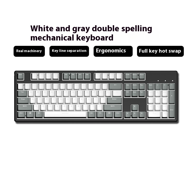 Two-color Keyboard Wired Office Green Black Tea Red Axis Hot Plug Com...