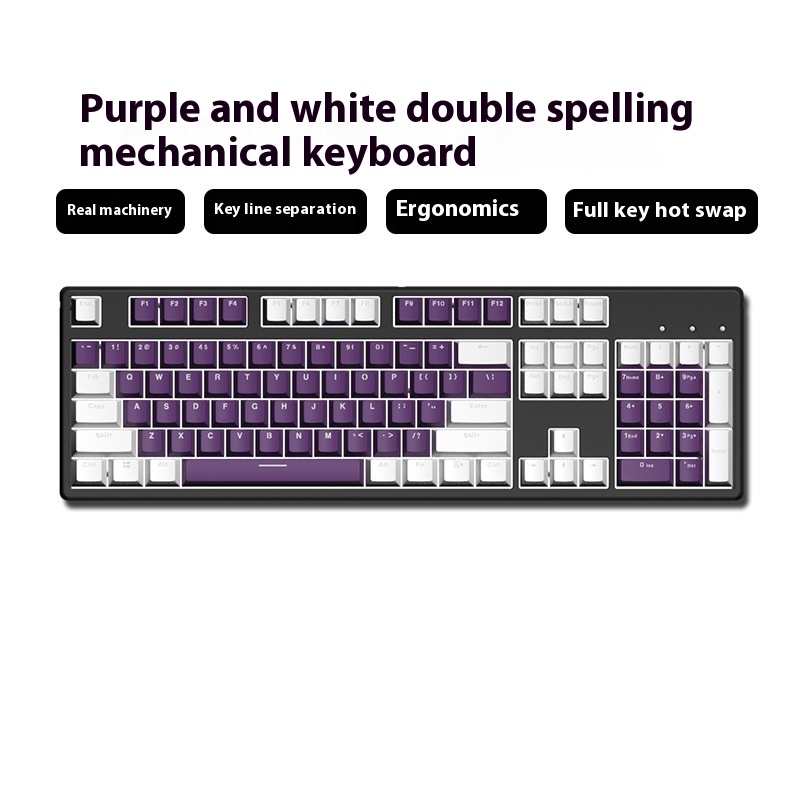 Two-color Keyboard Wired Office Green Black Tea Red Axis Hot Plug Com...