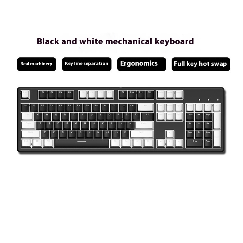 Two-color Keyboard Wired Office Green Black Tea Red Axis Hot Plug Com...