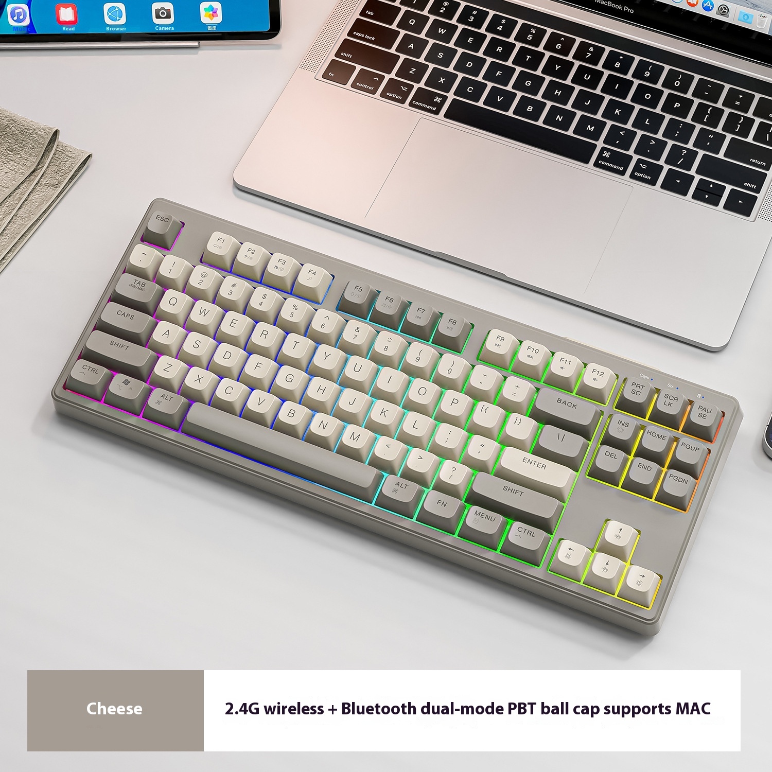 Wireless Bluetooth Dual Mode Mechanical Feeling Keyboard - Cheese Ver...
