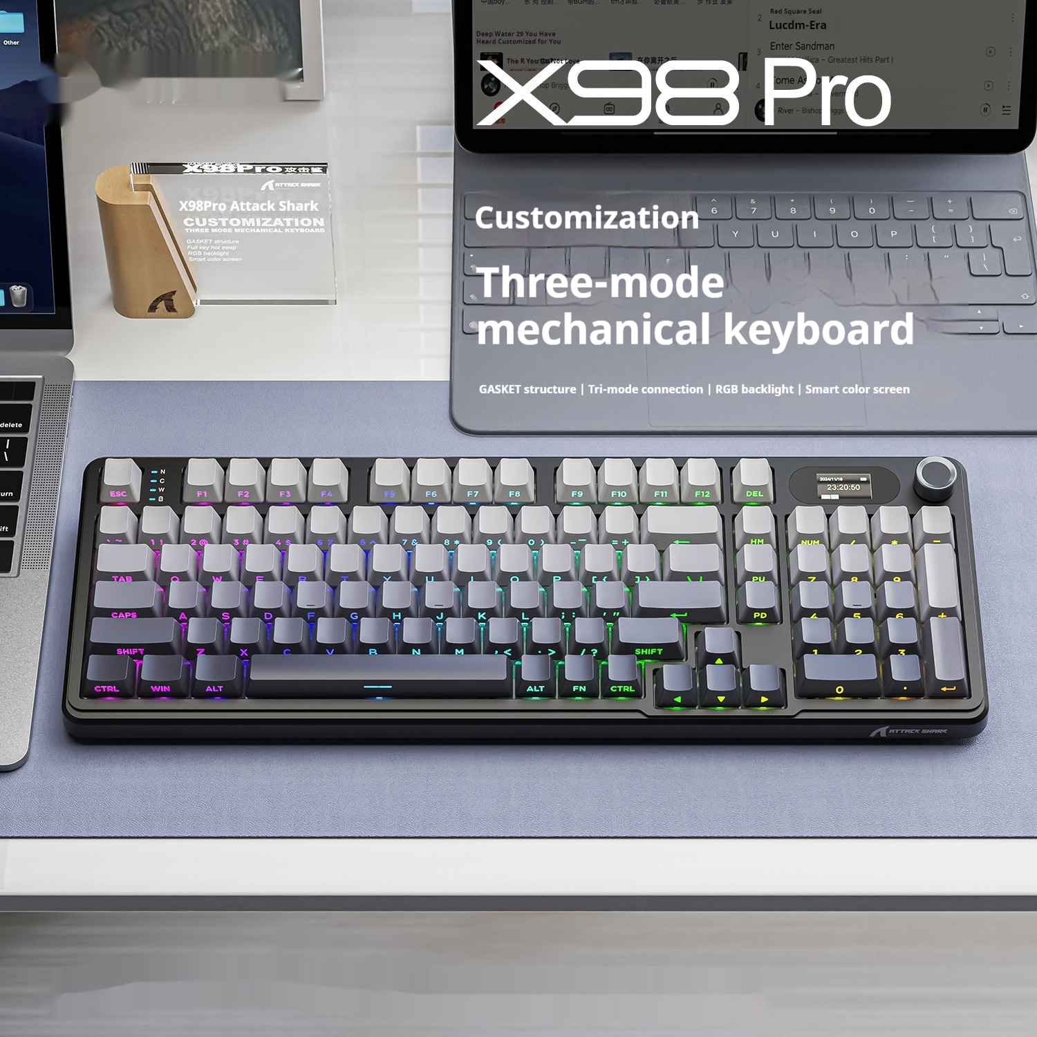 Three-mode RGB Wireless Bluetooth Side Engraving With Knob Game Mecha...