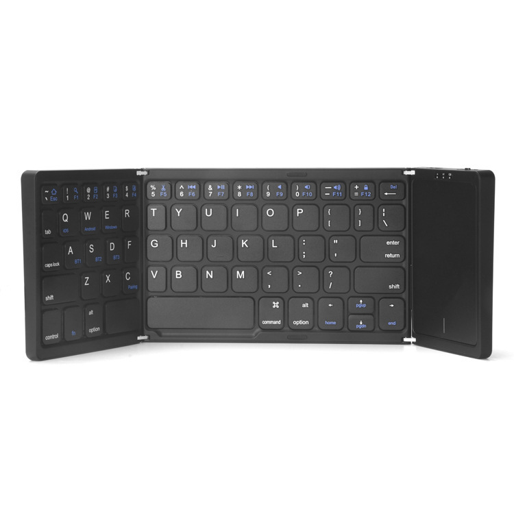 Three Folding Wireless Bluetooth Keyboard Touch Pad Mobile Phone Tabl...