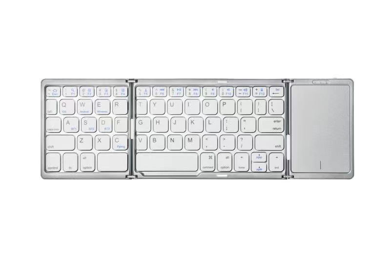 Three Folding Wireless Bluetooth Keyboard Touch Pad Mobile Phone Tabl...