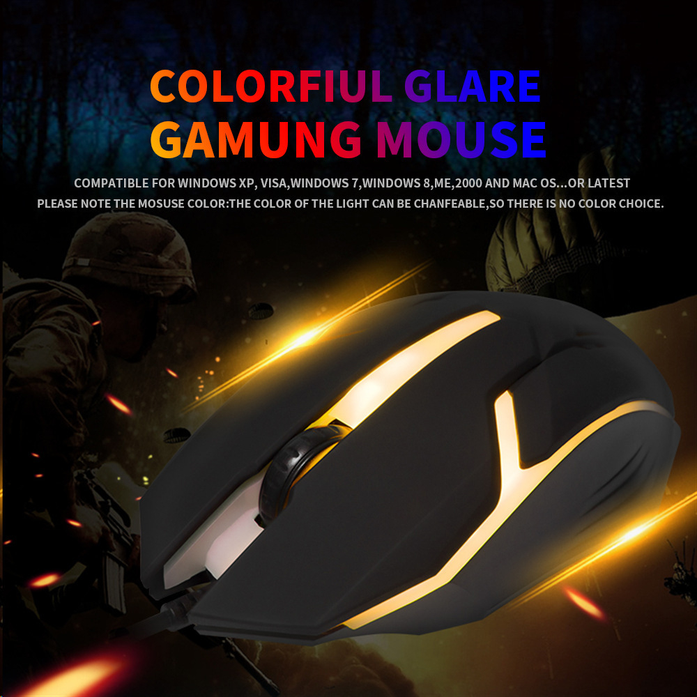 Wired Mouse Computer E-sports Colorful Breathing Light Luminous USB O...